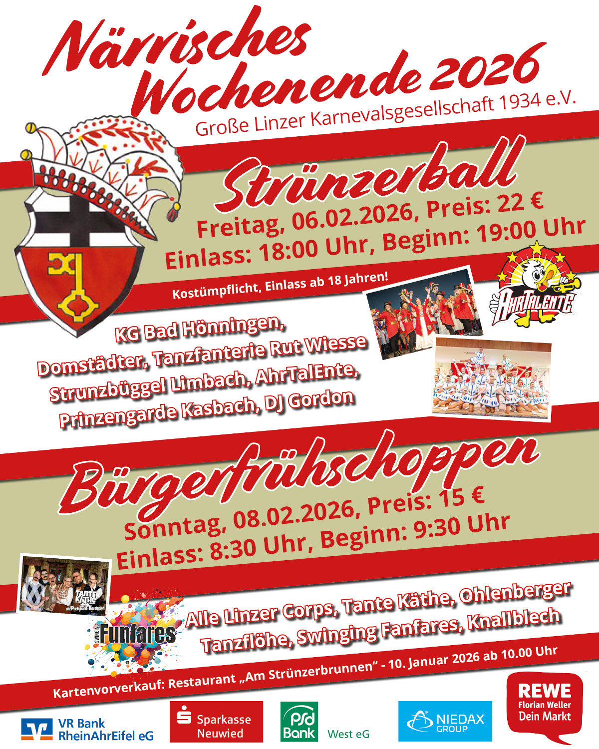 Plakat Strünzerball und Bürgerfrühschoppen 2026